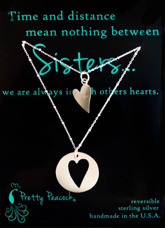 Items similar to Pendant Set for Sisters Give One Keep One Heart ...
