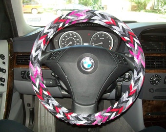 Multi Colored Chevron Steering Wheel Cover