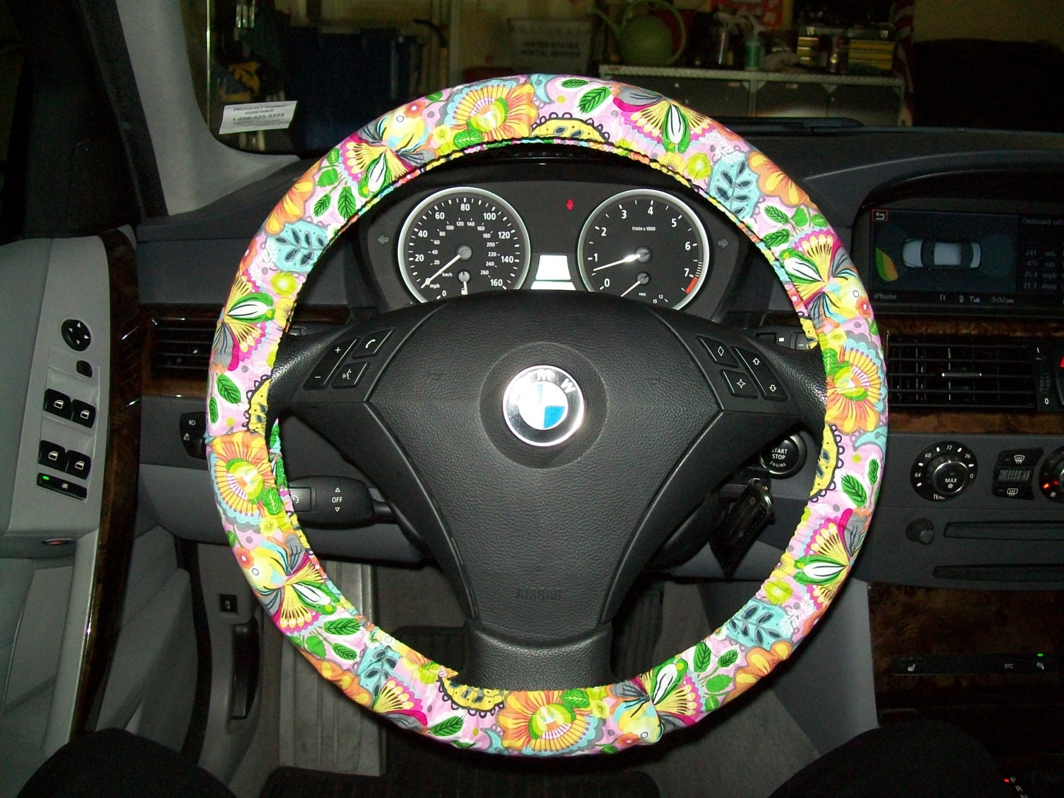 SALE Custom and Floral Steering Wheel Cover by mammajane on Etsy