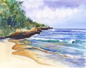 Pristine Mahaulepu Beach 8x10 print from Kauai Hawaii blue periwinkle sand green Pristine Mahaulepu Beach 8x10 print from Kauai Hawaii blue periwinkle sand green