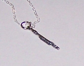 Sterling Silver 3D FLUTE Pendant and Chain - Musical Instrument, Arts, Music