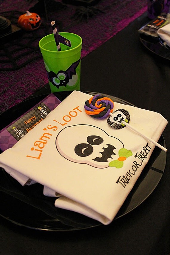 Personalized Halloween Trick Or Treat Canvas Tote Bag Il_570xn