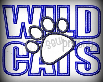 Wildcats Paw Silhouette Embroidery Applique Design