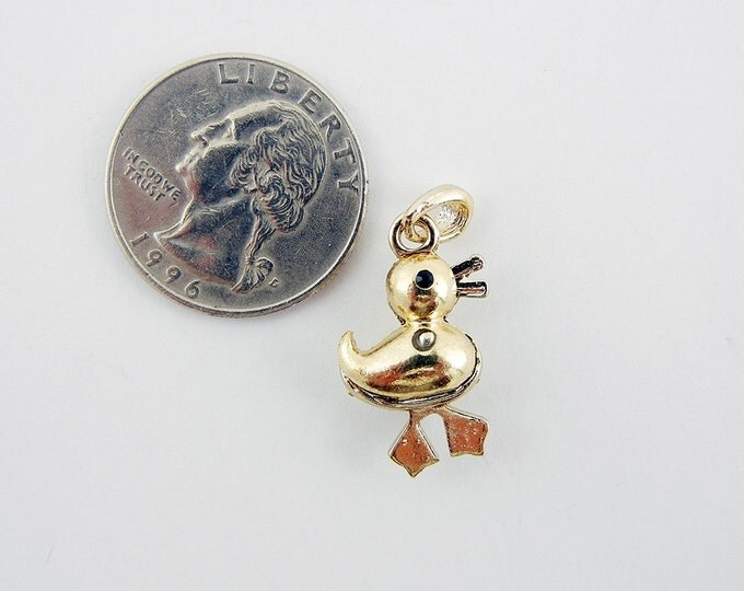 Small Gold-tone Rhinestone Duck Charm