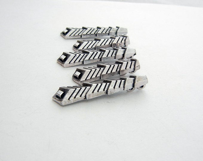 Set of 5 Slide Charms Art Deco Arrow Design Antique Silver-tone