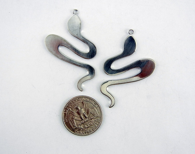 Pair of Abstract Brushed Silver-tone Snake Charms