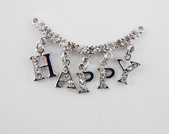 Rhinestone Pendant with Letters that Spell the Word "Happy"