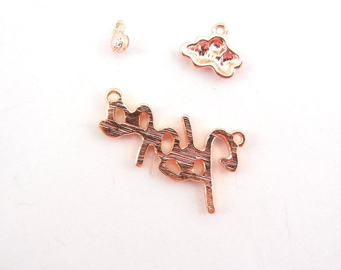 Double Link Rhinestone Copper-tone Hope Pendant with Cloud and Rhinestone Charm