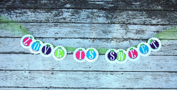 Charming Chevron Love is Sweet Candy Buffet Wedding Party Banner Photo Prop Il_570xn