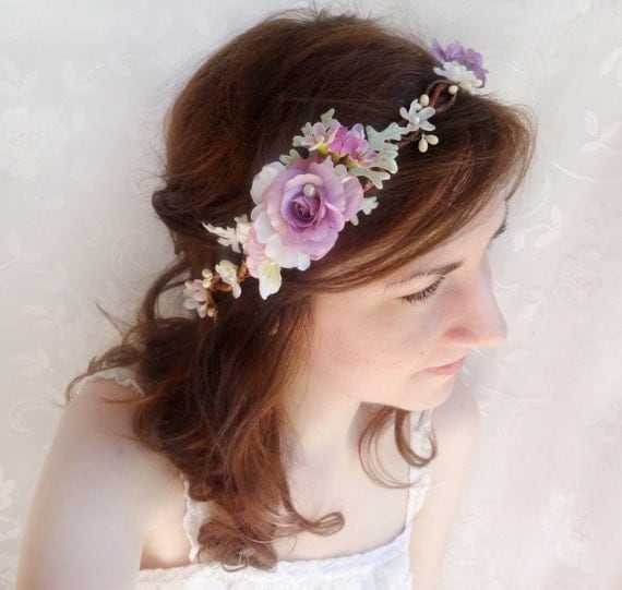 purple flower crown purple hair accessories purple headband