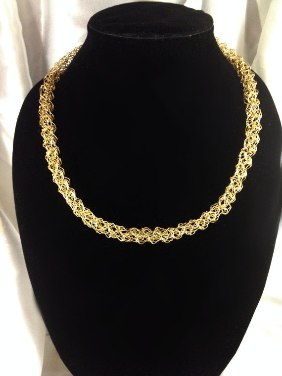 Items similar to Brass Crochet Rope Necklace on Etsy