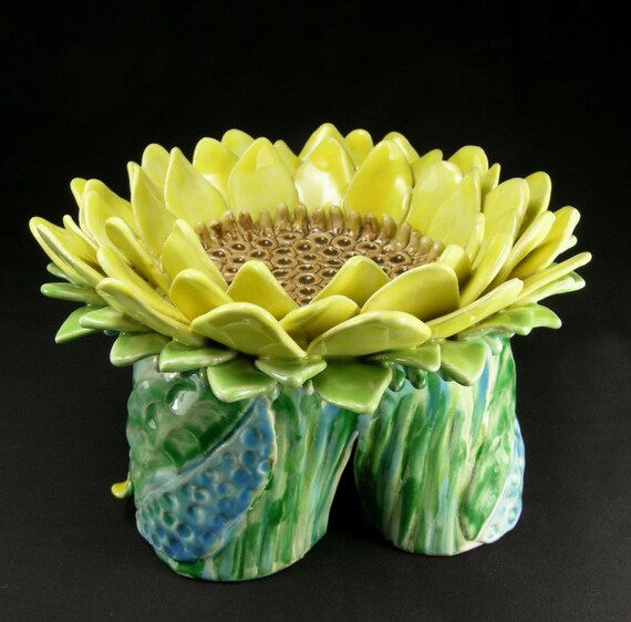 Items similar to Ceramic sunflower sculpture for home or garden. on Etsy