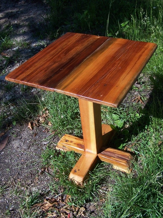 Reclaimed Antique Heart Pine Pedestal Pub Table