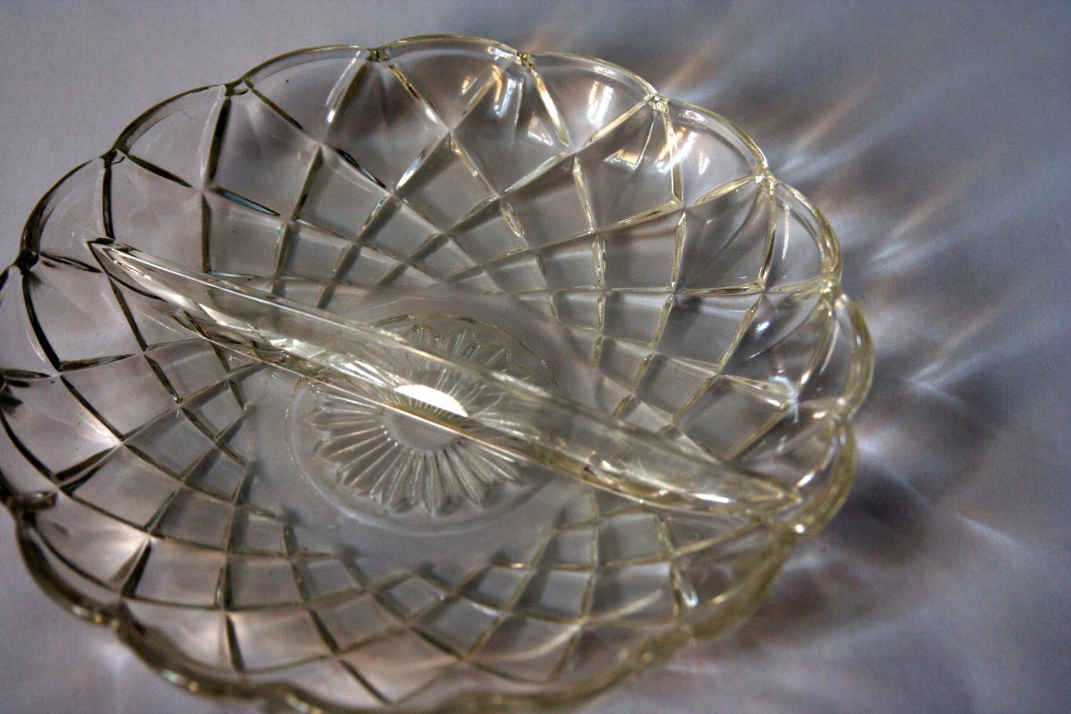 Vintage Divided Relish Candy Tray Dish bowl clear glass