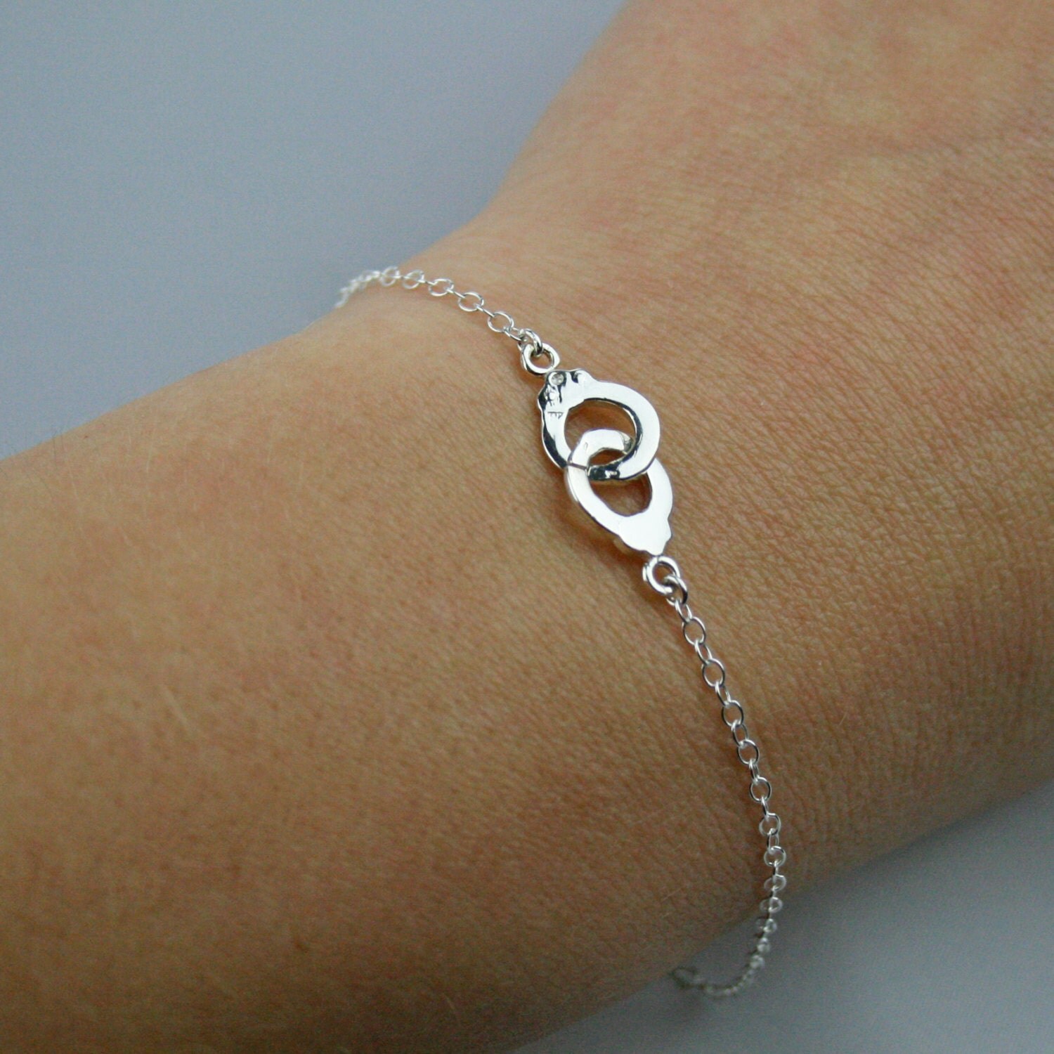 Handcuff Sterling Silver Bracelet Adjustable Handcuff