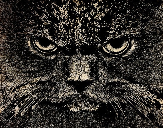 black angry mad cat face PNG Digital Image by DigitalGraphicsShop