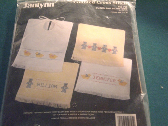 Counted Cross Stitch Terry Cloth Towel Baby Bibs Ducks and