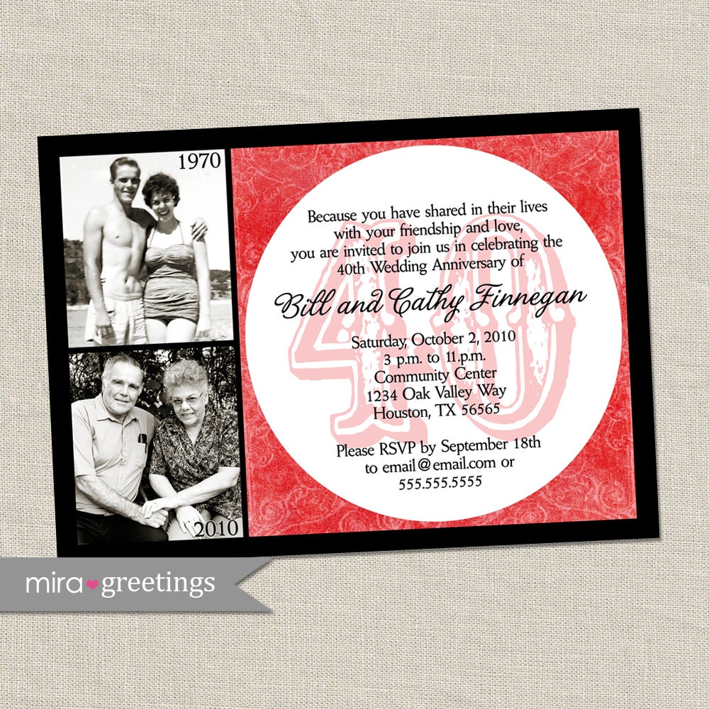 Examples of 40th wedding anniversary invitations