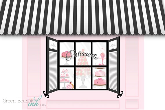 French Macaron Parisian Printable Party Backdrop Pink and Black - You print Il_570xn
