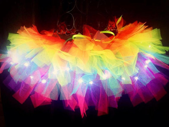 Items Similar To Rainbow Tutu Light Up Tutu Edm Edc Rave Club Wear Neon Tutu Adult Tutu Rainbow 2696