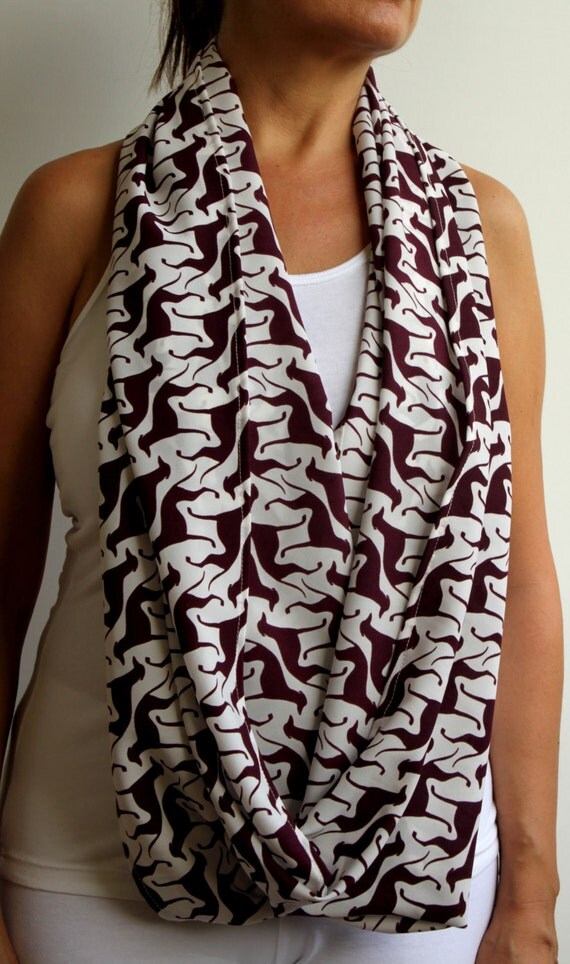 Dog Printed Rosewood Scarf Infinity Scarf Urban Scarf Cotton