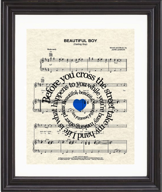 Beautiful Boy Song Sheet Music Art Print Song by