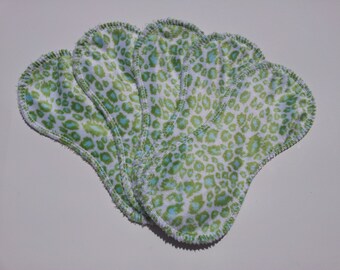 5 Green and Blue Cheetah/Leopard Minky/Microchenille Cotton Cloth Liners