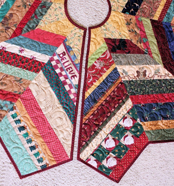 country christmas tree skirt quilt 54 inch scrappy strings country christmas tree skirt quilt 54 inch scrappy strings