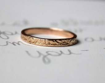 wedding rings engraved rose gold