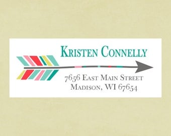 Return address labels, stickers, rectangular--arrow
