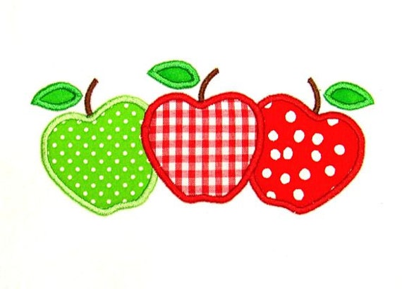 Machine Embroidery Design Applique Apple Trio INSTANT DOWNLOAD