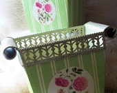Cottage Chic Supplies, Shabby Gift Containers,Starting at 12 USD, Lime Pink, Floral Print Tins, Custom Arrangement, Gift Metal Baskets, #MS2