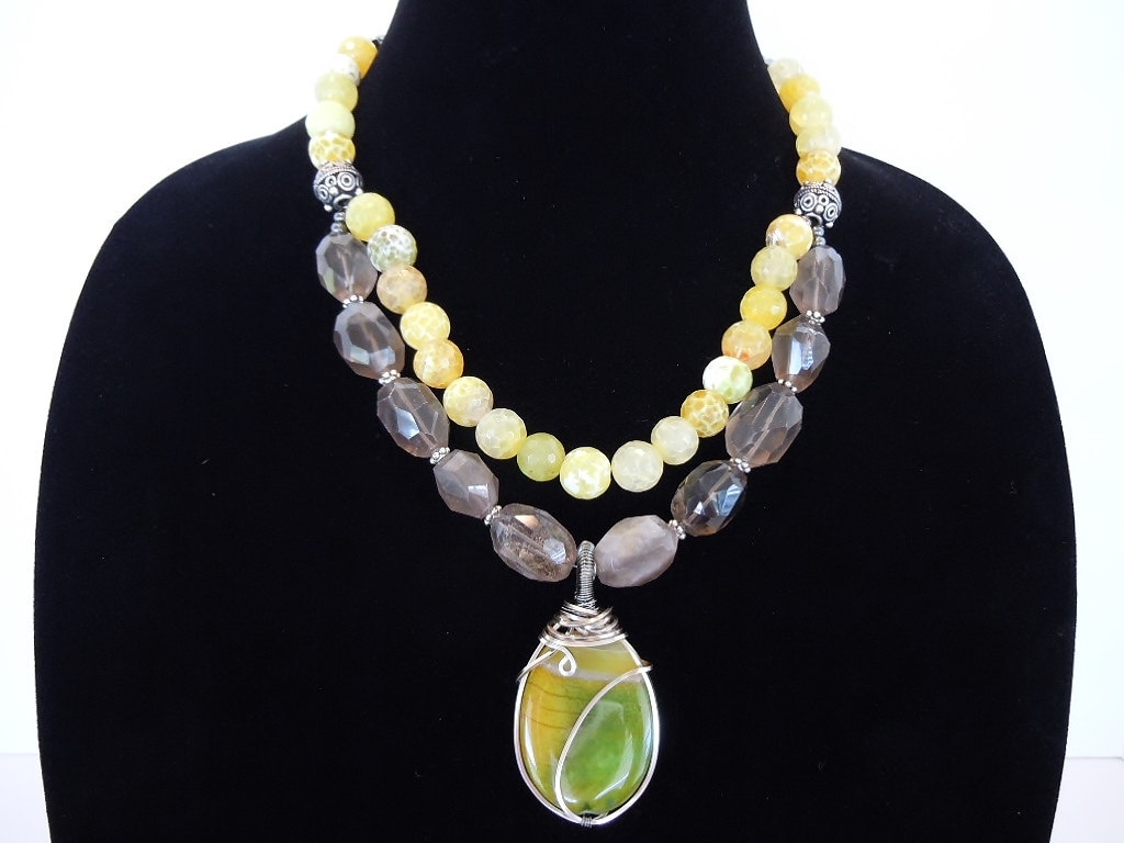 Double Strand Beaded Stone Necklace by Debbie Renee by DebbieRenee