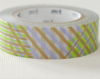 mt Washi Masking Tape - Green Stripe Checks