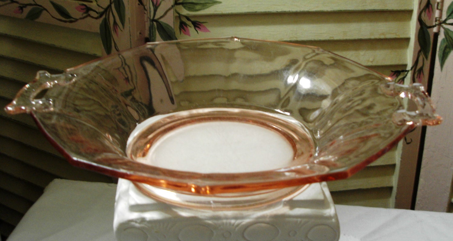 Cottage Charm Vintage Pink Depression Glass Bowl Dish Serving Bowl 1950 Era Credit