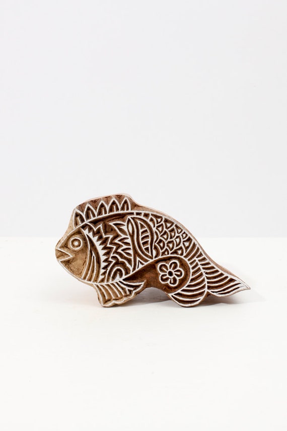 Items similar to Hand Carved Stamp fish 209 on Etsy