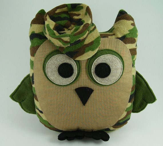 2 Owl Pillow Sewing Patterns Sweetheart Owl and Sgt Owl