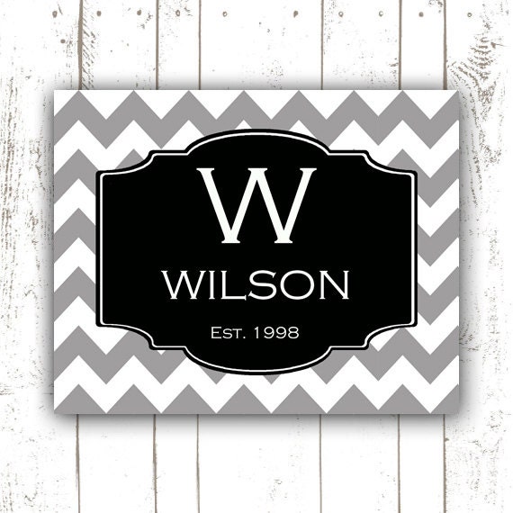 Printable Family Established Sign Gray Chevron by GotPaperDesigns