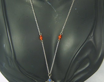 Vintage Red, Blue, and Turquoise Bead Necklace