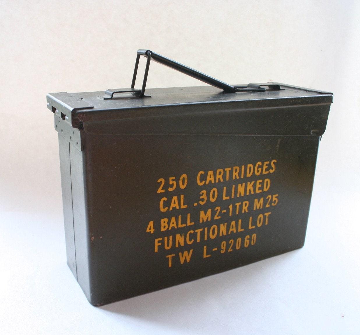 Metal Military Ammunition Box with hinged Lid and handle