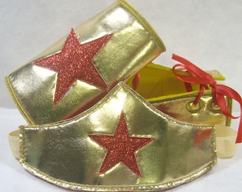 Wonder Woman Costume, wonder woman accessories, Tiara, Cuffs, Headband, Bracelets