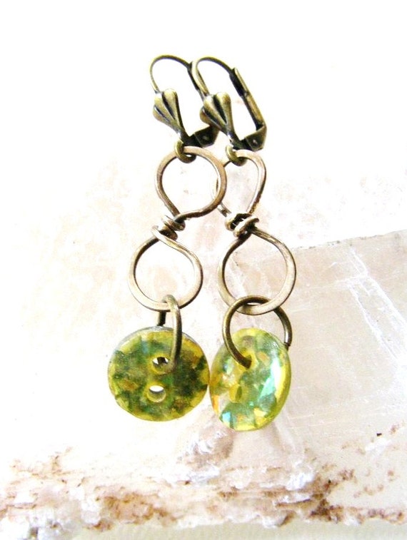 Antique Brass Hand Twisted Wire Wrapped Button by meiguidesigns