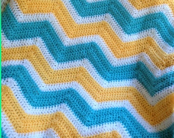 baby blanket afghan wrap new chevron zig zag ripple crochet