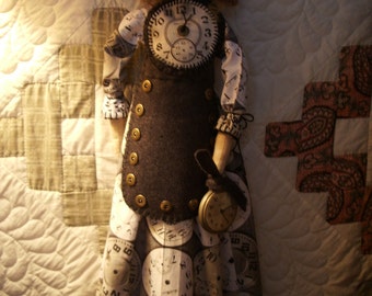 Handmade Primitive Doll 22" -Dora-Does anyone really know what time it is?