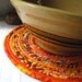 Bohemian Coiled Orange Mat, Hot Pad or Trivet for your Kitchen - LARGE ROUND