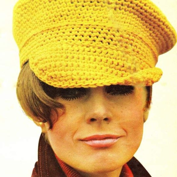 pattern hat simple crochet uk Hat Peaked Cap Pattern Boy Vintage Crochet Baker PDF Retro DOWNLOAD