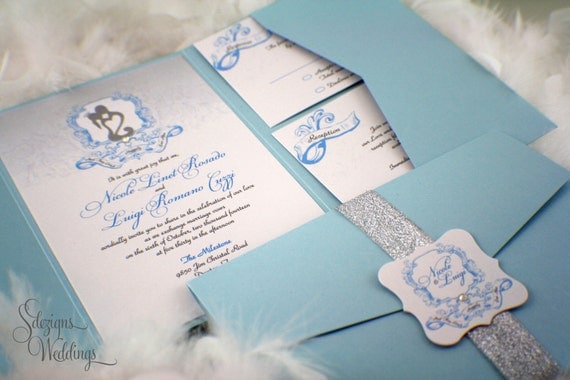 Blue Cinderella Wedding Invitations 5