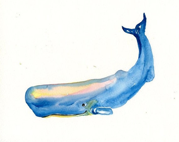 SPERM WHALE Original watercolor painting 10X8inch