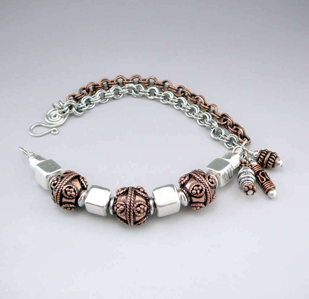 Mixed Metal Bracelet Copper and Silver Bracelet Fashion