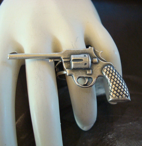 Ring Jewelry 45 Revolver Pistol Gun Ring Weapon